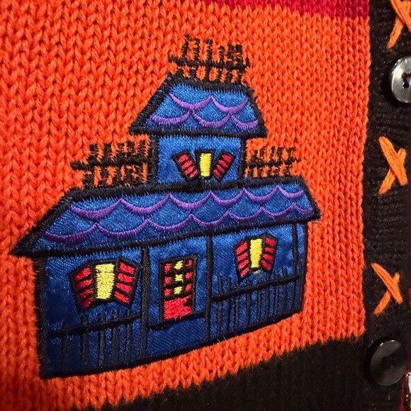 Bobbie Brooks Halloween Patchwork Knit Vest Women's M‎ Ramie Cotton - Picture 6 of 11